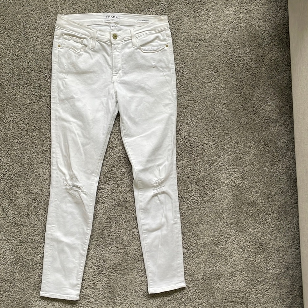 Frame Demin White Le Skinny de Jeanne Crop size 30